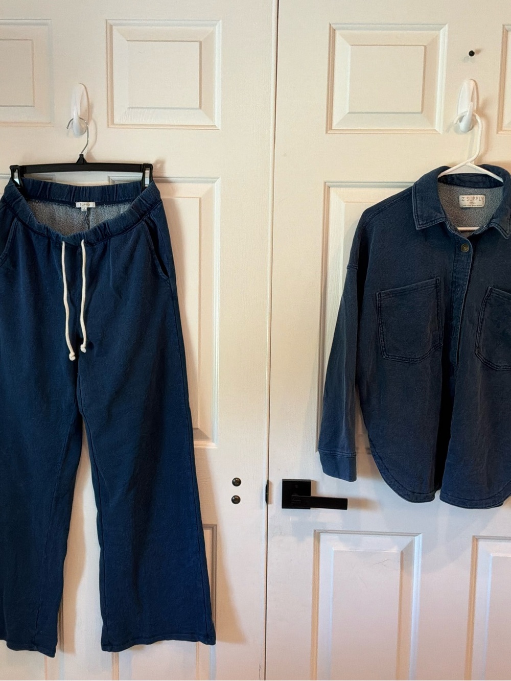 Z Supply Navy Two-Piece Loungewear Set - Drawstring Pants & Button Shirt